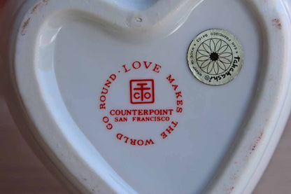 Counterpoint (San Francisco) Takahashi Japan "Love Makes the World Go Round" Porcelain Heart Shaped Trinket Box