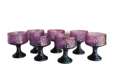 Lenox (USA) Impromptu Lavender Champagne or Sherbet Stemmed Glasses, Set of 7
