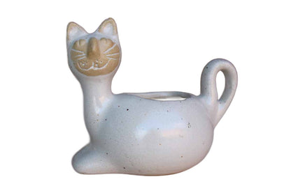 David Stewart Lion's Valley Pottery Stoneware Miniature Cat Planter