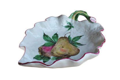 Porcelain Leaf Shaped Dish Decorated with Pears