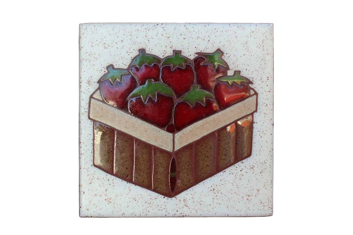Strawberry Basket Ceramic Tile Made in Italy