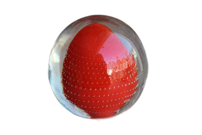 Solid Glass Paperweight with Orange Anemone-Like Design