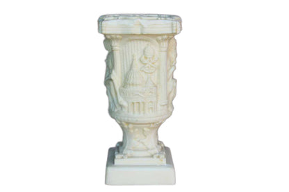Shallow Pedestal Container with Ornate Carvings of Rome