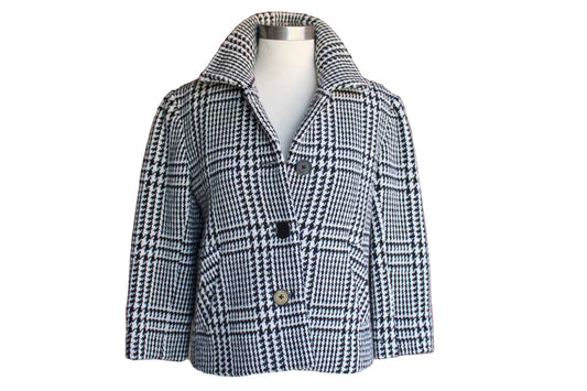 Lauren by Ralph Lauren (New York, USA) Swingy Black and White Herringbone Jacket, Size 4