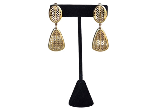 Trifari (USA) Gold Tone Non-Pierced Dangling Earrings