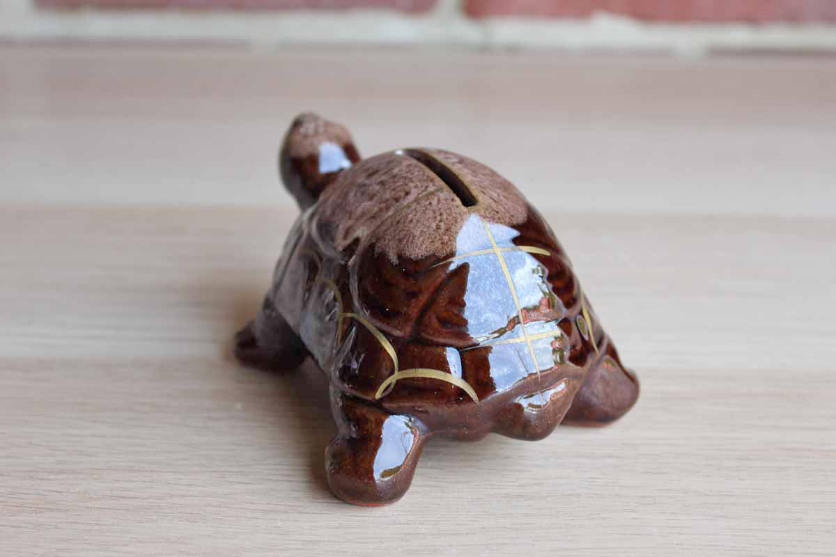 Hand Decorated Turtle Coin Bank, Made in Japan