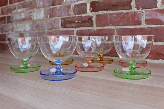 Cordial Glasses with Rimmed Plate Base, Set of 7
