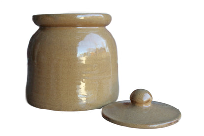 Handmade Gold Glazed Stoneware Storage Container