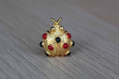 Gold Tone Ladybug Lapel Pin