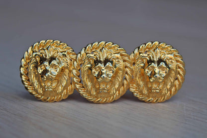 Gold Tone Growling Lion Brooch