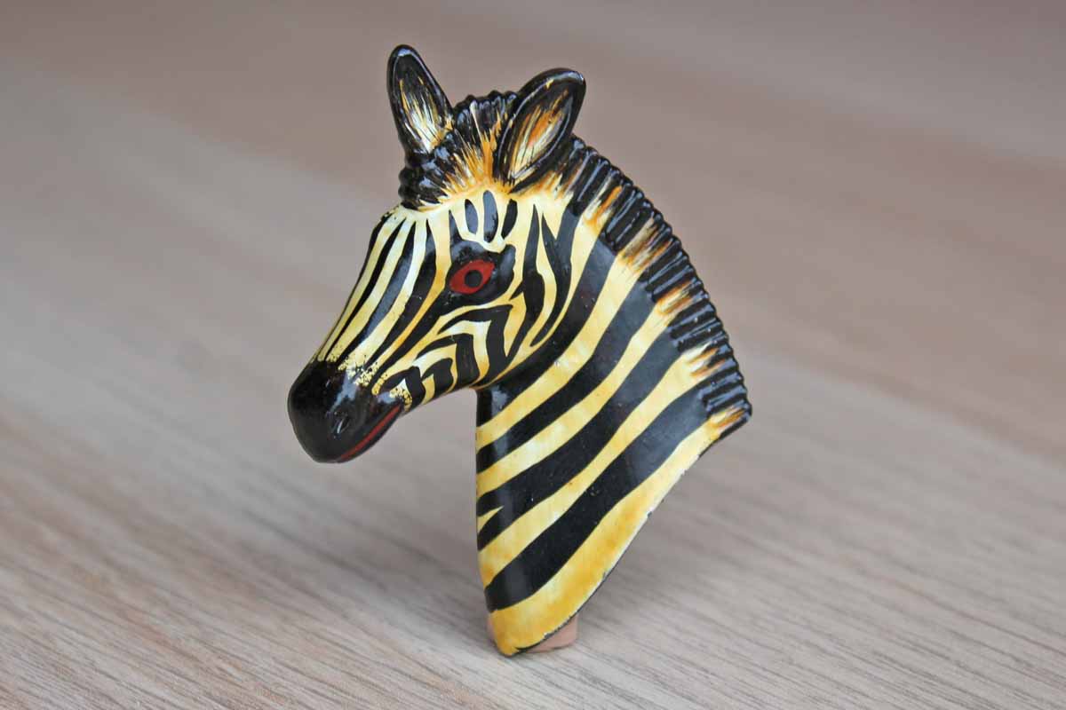 Painted Wood Zebra Pin