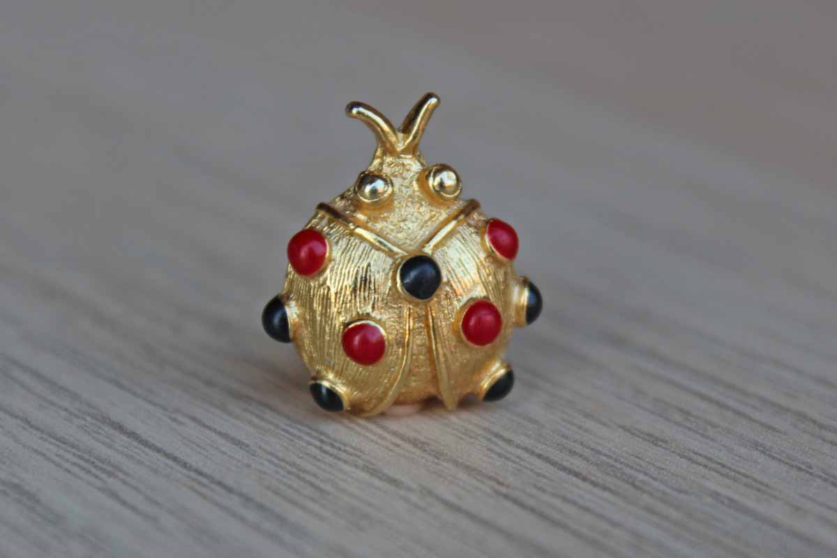Gold Tone Ladybug Lapel Pin