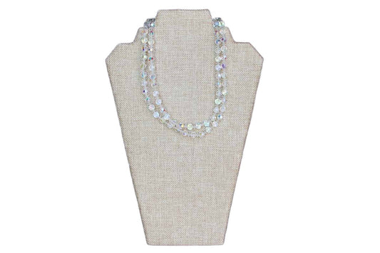 Aurora Borealis Double Strand Round Crystal Bead Choker Necklace