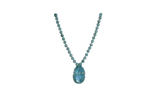 Beaded Jade Necklace with Jade Flower Medallion