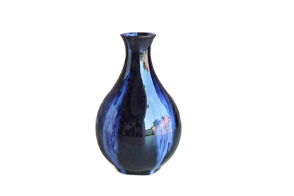 Huronia Pottery (Canada) Blue Flame Glaze Pear-Shaped Bud Vase