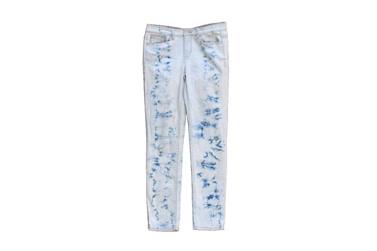 Calvin Klein (New York, USA) Batik-Style Blue and White Cotton Jeans, Size 8
