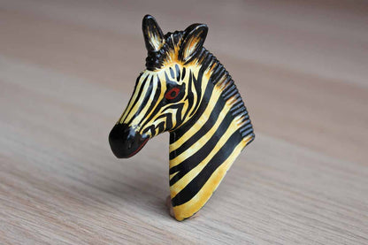 Painted Wood Zebra Pin