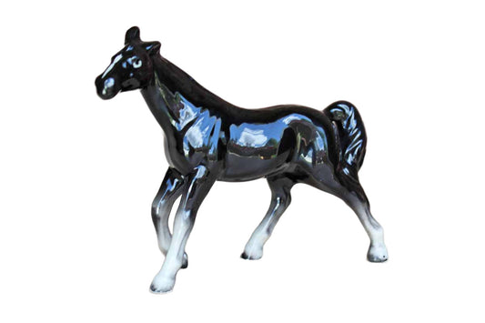 Black and White Painted Ceramic Horse Figurine, Made in Japan