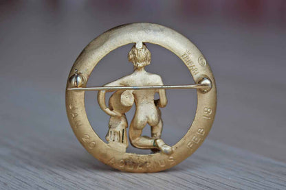 Trifari (USA) Gold Tone Aquarius the Water Bearer Zodiac Brooch (January 20-February 18)