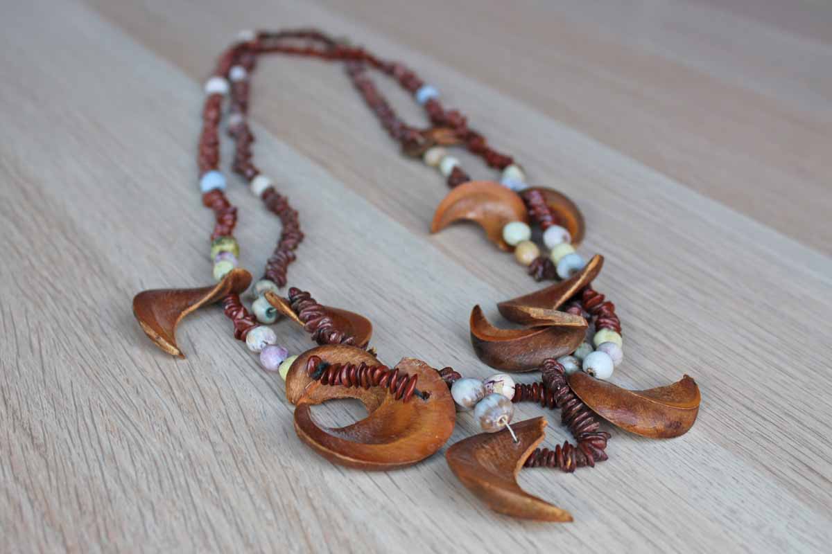 Apple Seed and Pod Claws Necklaces, A Pair