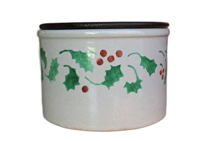 Robinson Ransbottom (Ohio, USA) 1 Quart Low Jar with Wood Lid and Holly Sprigs