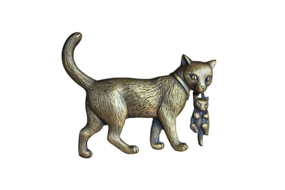 Jonette Jewelry (Rhode Island, USA) Mother Cat Carrying Kitten in Mouth Brooch