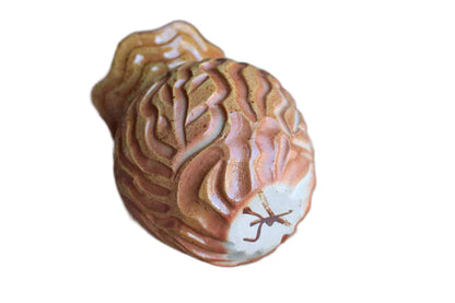 Heavy Stoneware Flower Vase with Deep Wavelike Impressions and Turquoise Interior