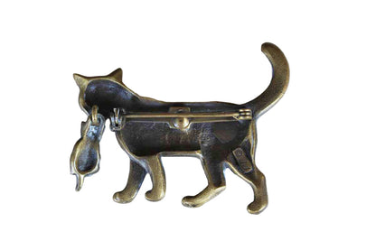 Jonette Jewelry (Rhode Island, USA) Mother Cat Carrying Kitten in Mouth Brooch
