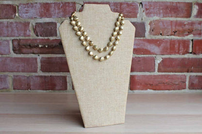 Double Strand Necklace with Organically Shaped Gold Beads