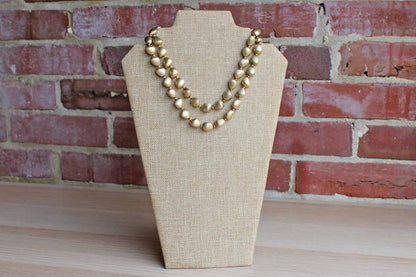 Double Strand Necklace with Organically Shaped Gold Beads