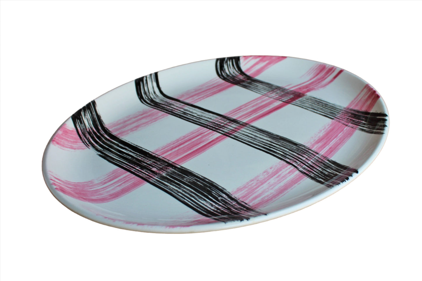 Stetson China Company (Illinois, USA) Scots Clan Pink & Charcoal Oval Serving Platter