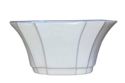 White Ceramic Planter with Art Deco Stepped and Flared Styling