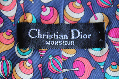 Christian Dior Monsieur (Paris, France) Silk Necktie Decorated with Spinning Tops