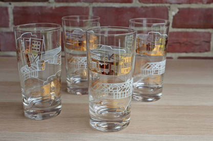 Highball Glasses with House Construction Images