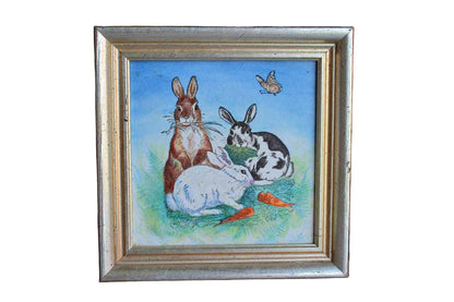 Hand-Painted Ceramic Framed Rabbit Tile