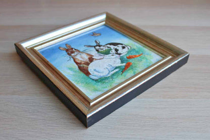 Hand-Painted Ceramic Framed Rabbit Tile