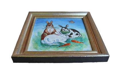 Hand-Painted Ceramic Framed Rabbit Tile