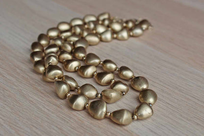 Double Strand Necklace with Organically Shaped Gold Beads