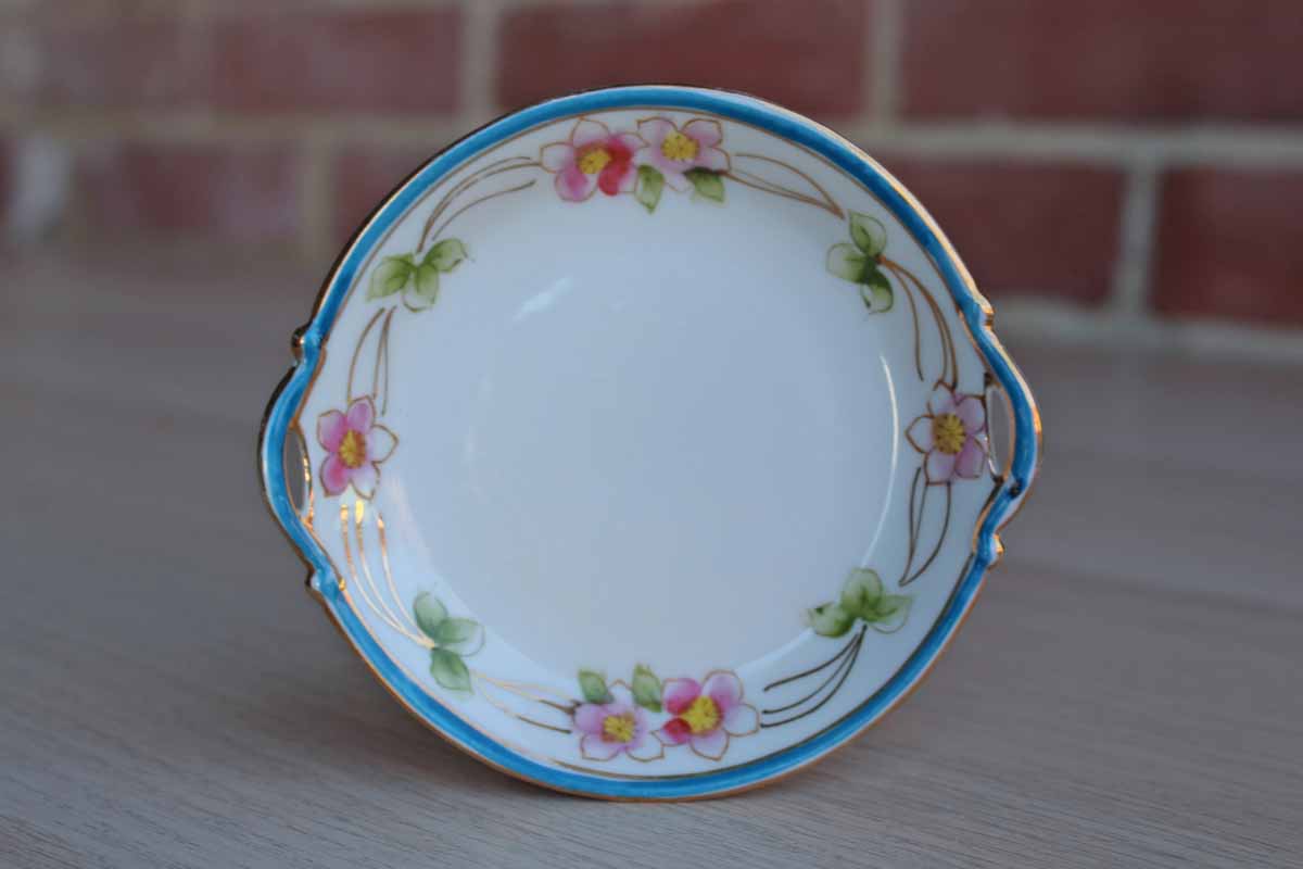 Nippon China (Japan) Hand-Painted Small Dish with Flowers