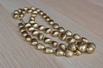 Double Strand Necklace with Organically Shaped Gold Beads