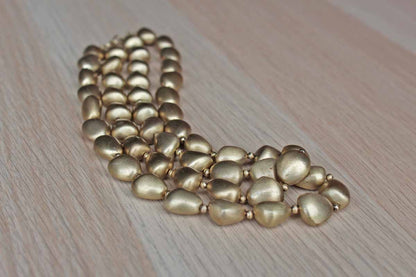 Double Strand Necklace with Organically Shaped Gold Beads