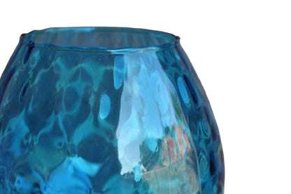 Empoli (Italy) Hand Blown Cobalt Blue Optic Glass Fishbowl Pedestal Vase