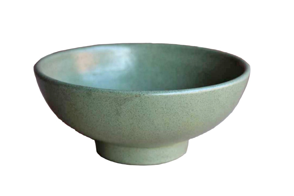 Haeger Potteries (Illinois, USA) Sage Green Speckled Glaze Footed Bowl