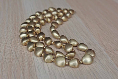 Double Strand Necklace with Organically Shaped Gold Beads