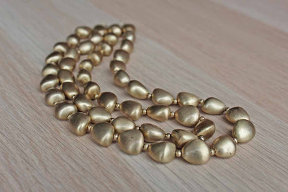 Double Strand Necklace with Organically Shaped Gold Beads