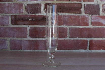 Clear Pedestal Bud Vase with Eteched Flowers and Scalloped Rim