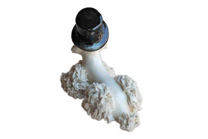 White Porcelain Spaghetti Poodle Wearing a Top Hat