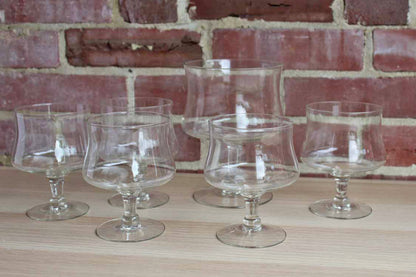 Clear Sorbet or Fruit Glasses with Large Matching Toppings Glass, Set of 6 Pieces