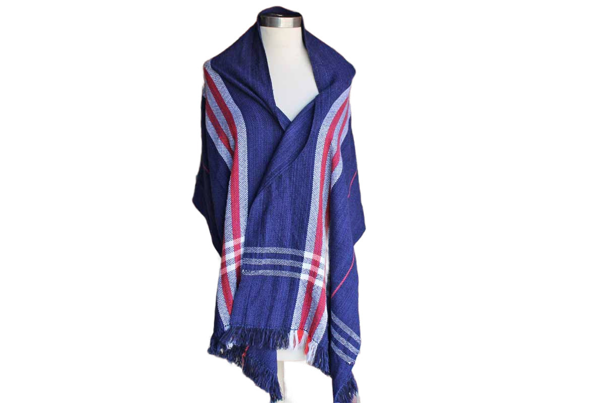 Red, White, and Blue Striped Long Soft Cotton Scarf