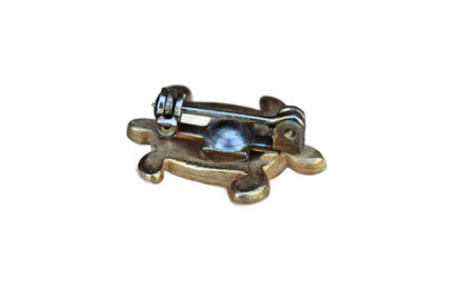 Gold Tone Miniature Turtle Lapel Pin with Silver Rhinestones
